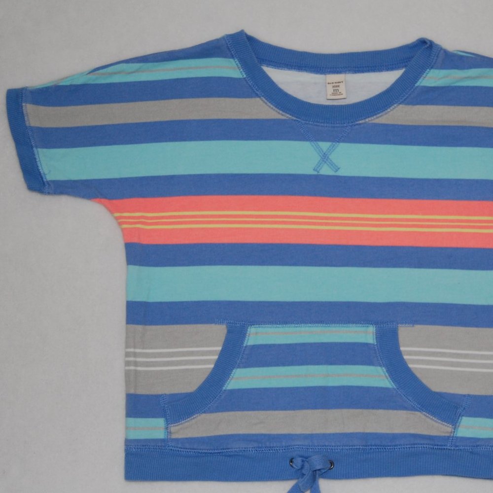 Old Navy Girls Size 8, Striped Short-Sleeve Sweatshirt, 100% Cotton
